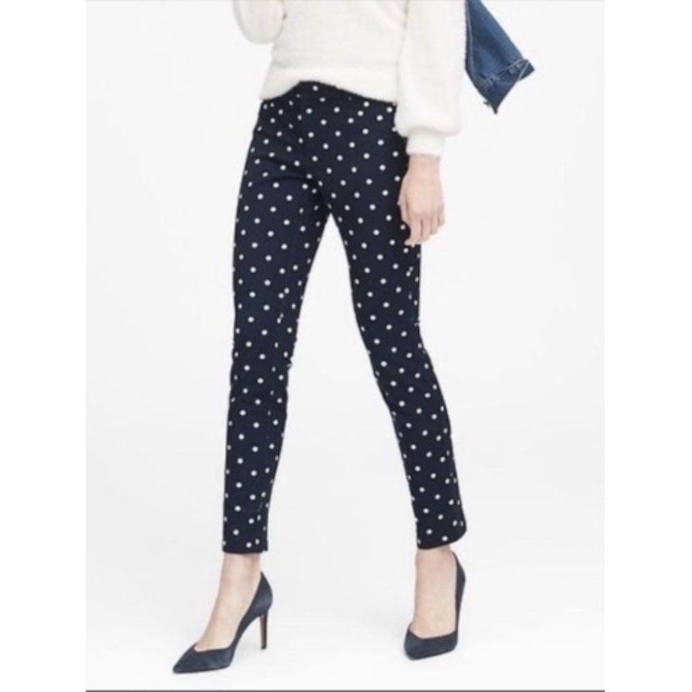 Banana Republic Sloan Polka & Navy Pant size 10